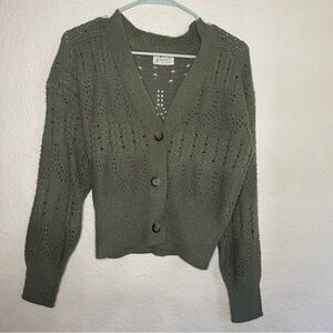 Poof! Olive Button-Up Cardigan